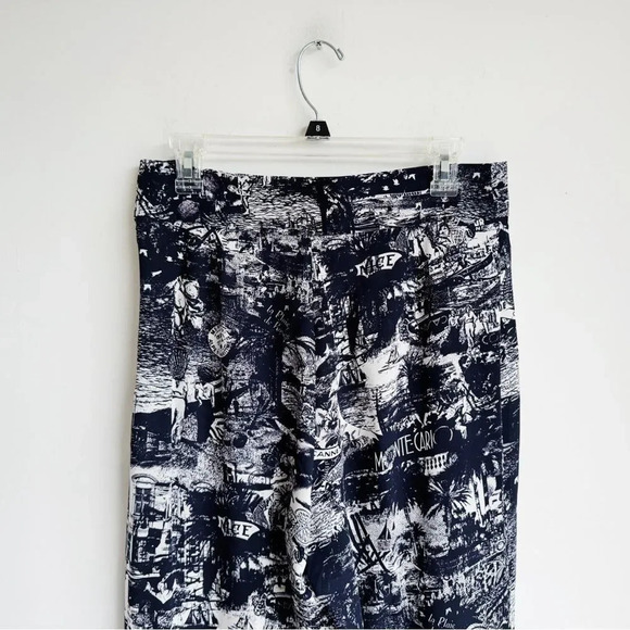 FAÇONNABLE | French Riviera Navy Printed Silk Pants | Best fit M/L - Picture 4 of 7